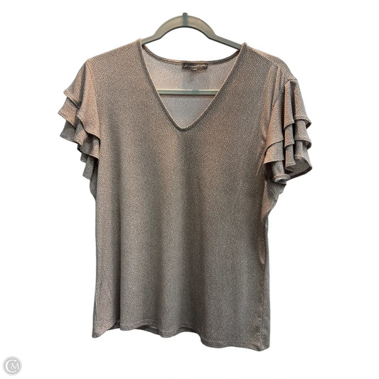Top Short Sleeve By Adrianna Papell In Tan, Size: L