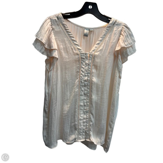 Blouse Short Sleeve By Joie In Beige, Size: L