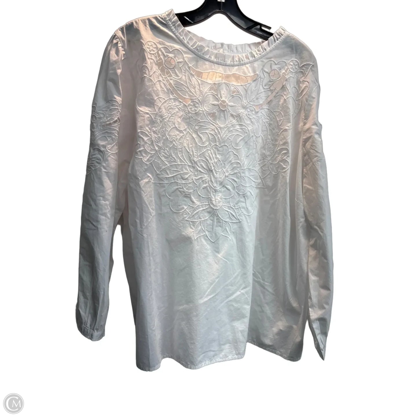 Blouse Long Sleeve By Talbots In White, Size: 3x