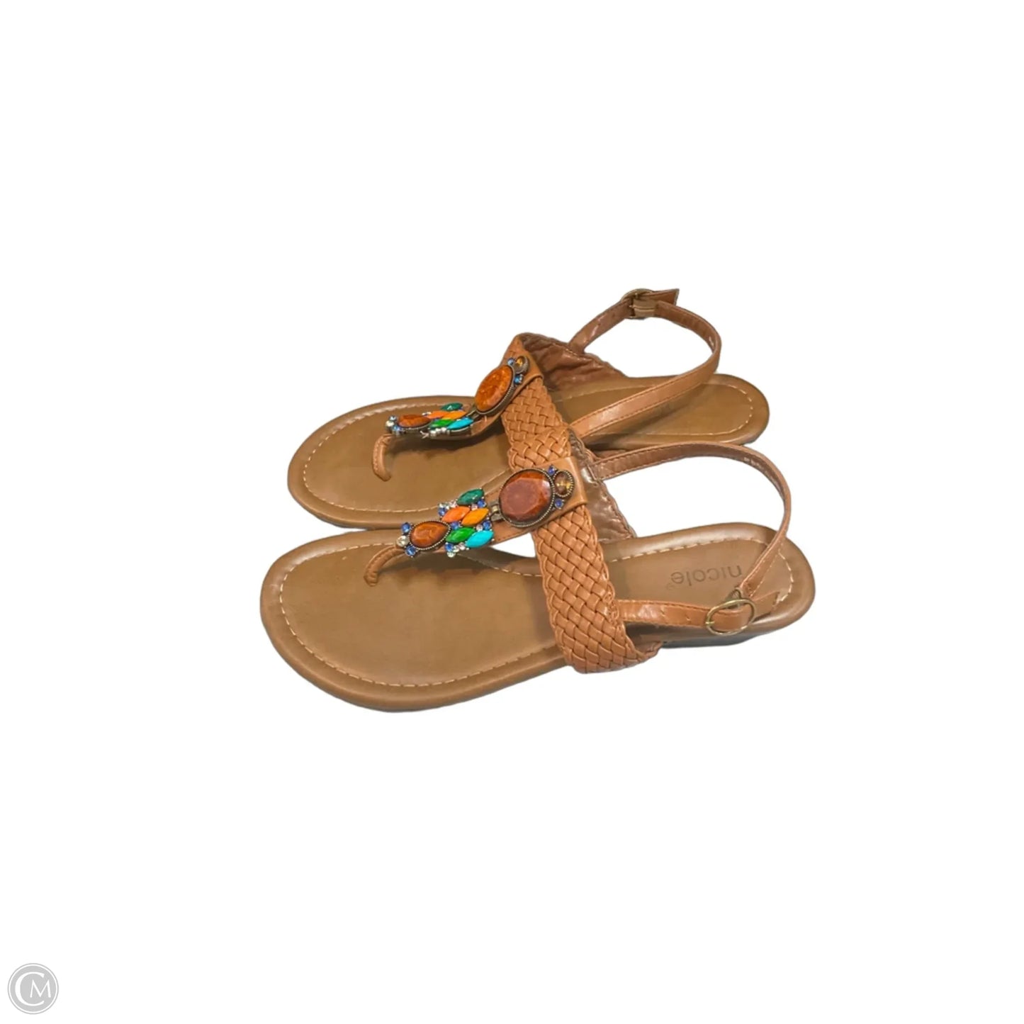 Sandals Heels Wedge By Nicole In Tan, Size: 8