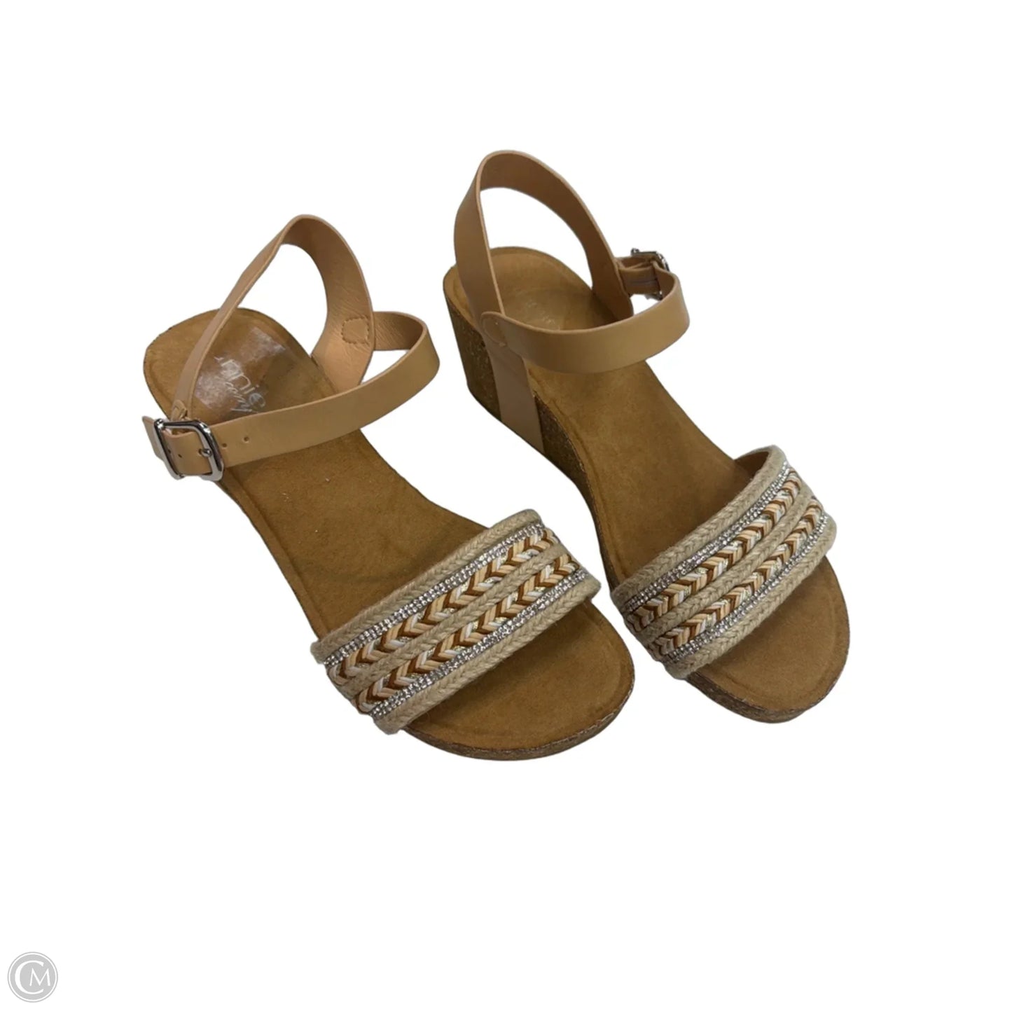 Sandals Heels Wedge By Clothes Mentor In Tan, Size: 8