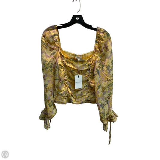 Blouse Long Sleeve By Promesa In Yellow, Size: L