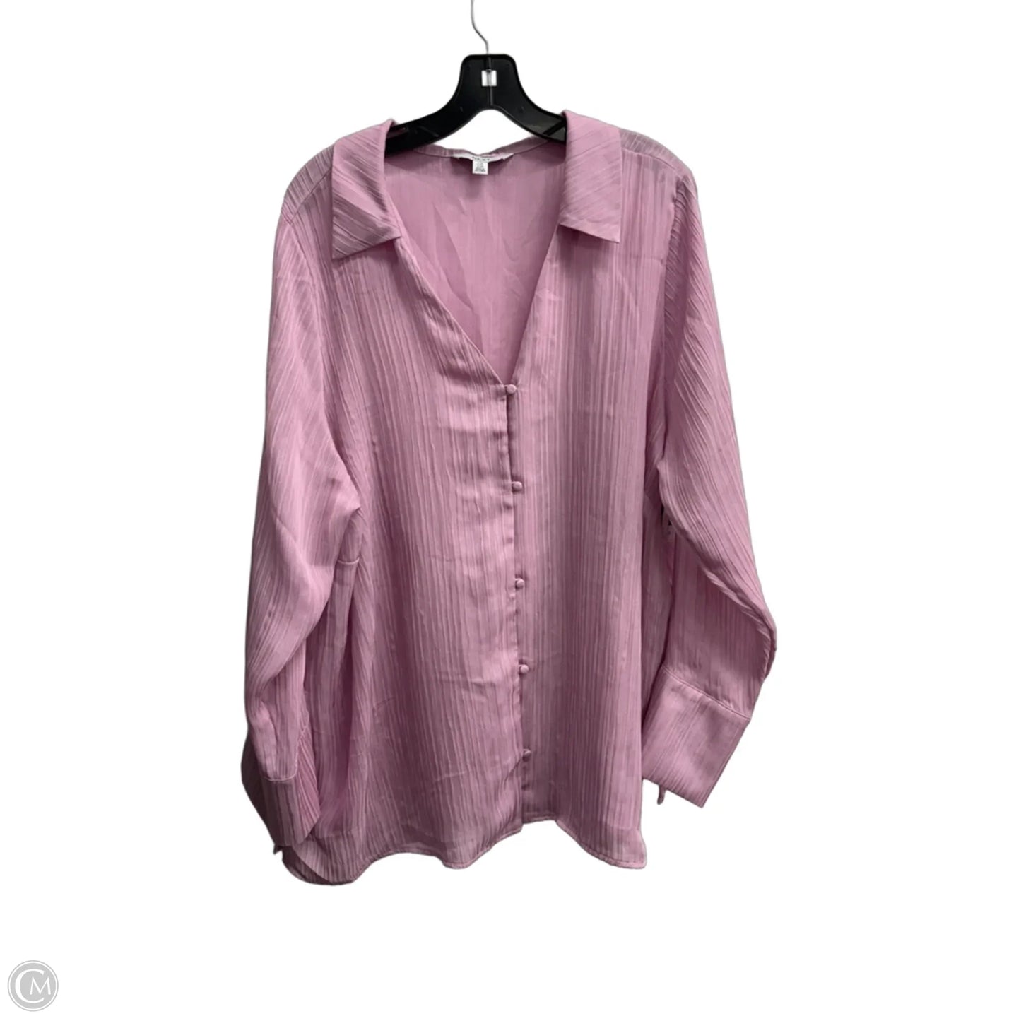 Blouse Long Sleeve By Clothes Mentor In Pink, Size: 2x