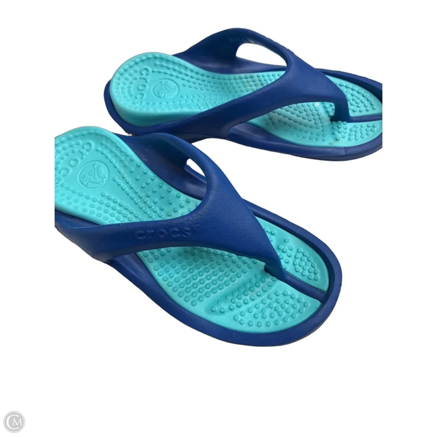 Sandals Flip Flops By Crocs In Blue, Size: 6