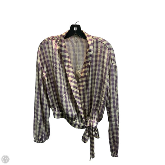 Blouse Long Sleeve By Clothes Mentor In Checkered Pattern, Size: L