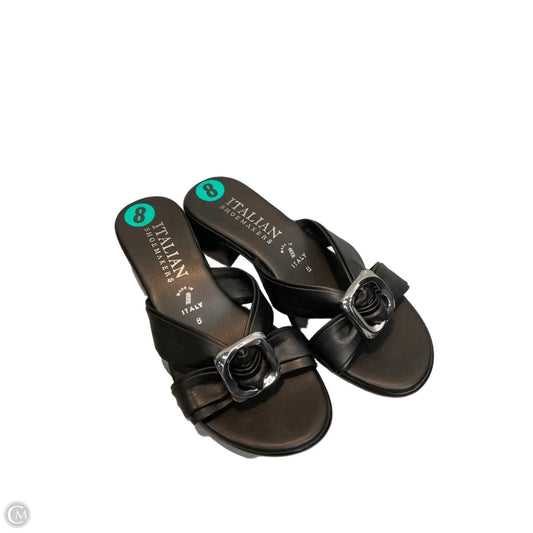 Sandals Heels Block By Italian Shoemakers In Black, Size: 8
