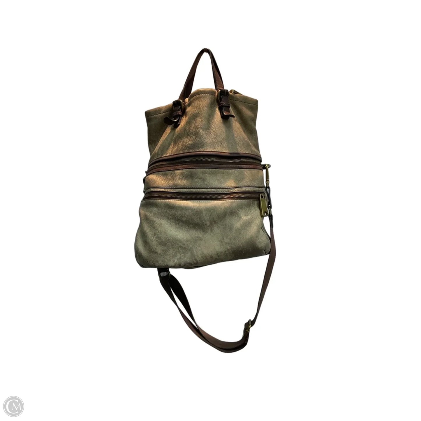 Handbag Leather By Fossil, Size: Medium