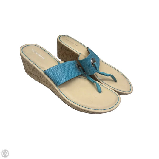 Sandals Heels Wedge By Liz Claiborne In Blue, Size: 10