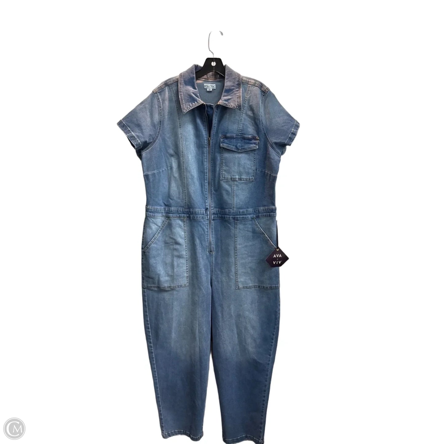 Jumpsuit By Ava & Viv In Blue Denim, Size: 1x