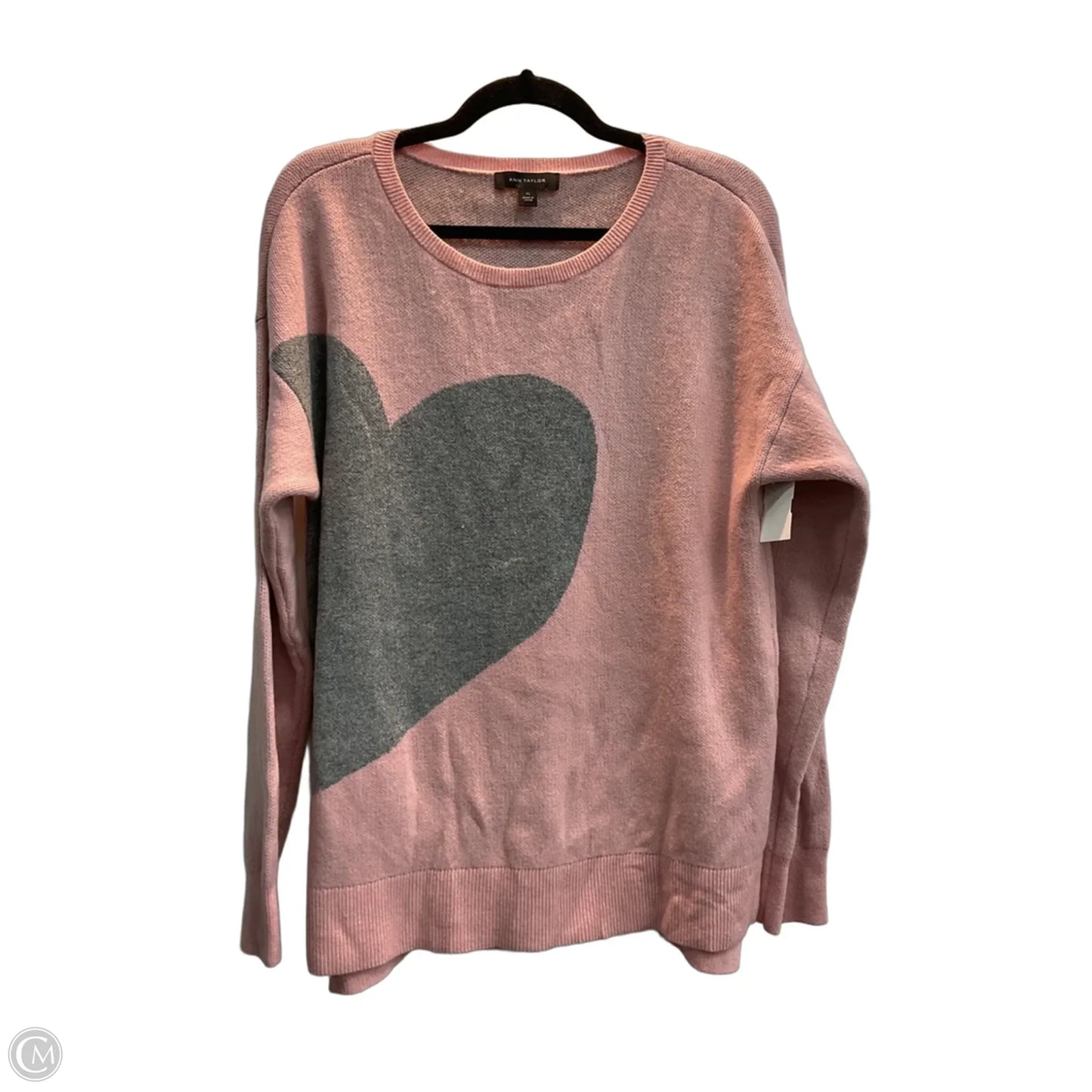Sweater By Ann Taylor In Grey & Pink, Size: Xl