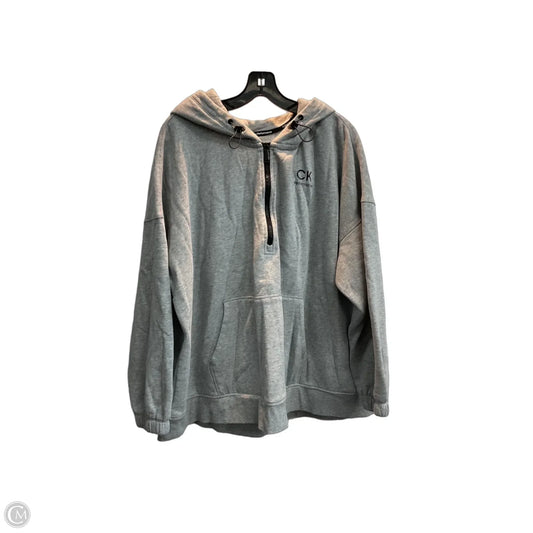 Sweatshirt Hoodie By Calvin Klein In Grey, Size: 2x