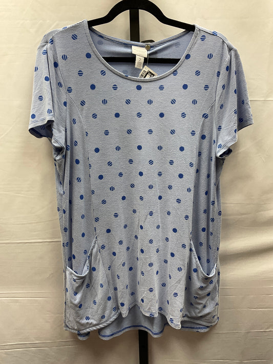 Blue & White Top Short Sleeve Chicos, Size L