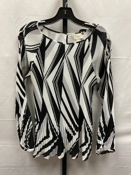 Black & White Top Long Sleeve Chicos, Size L