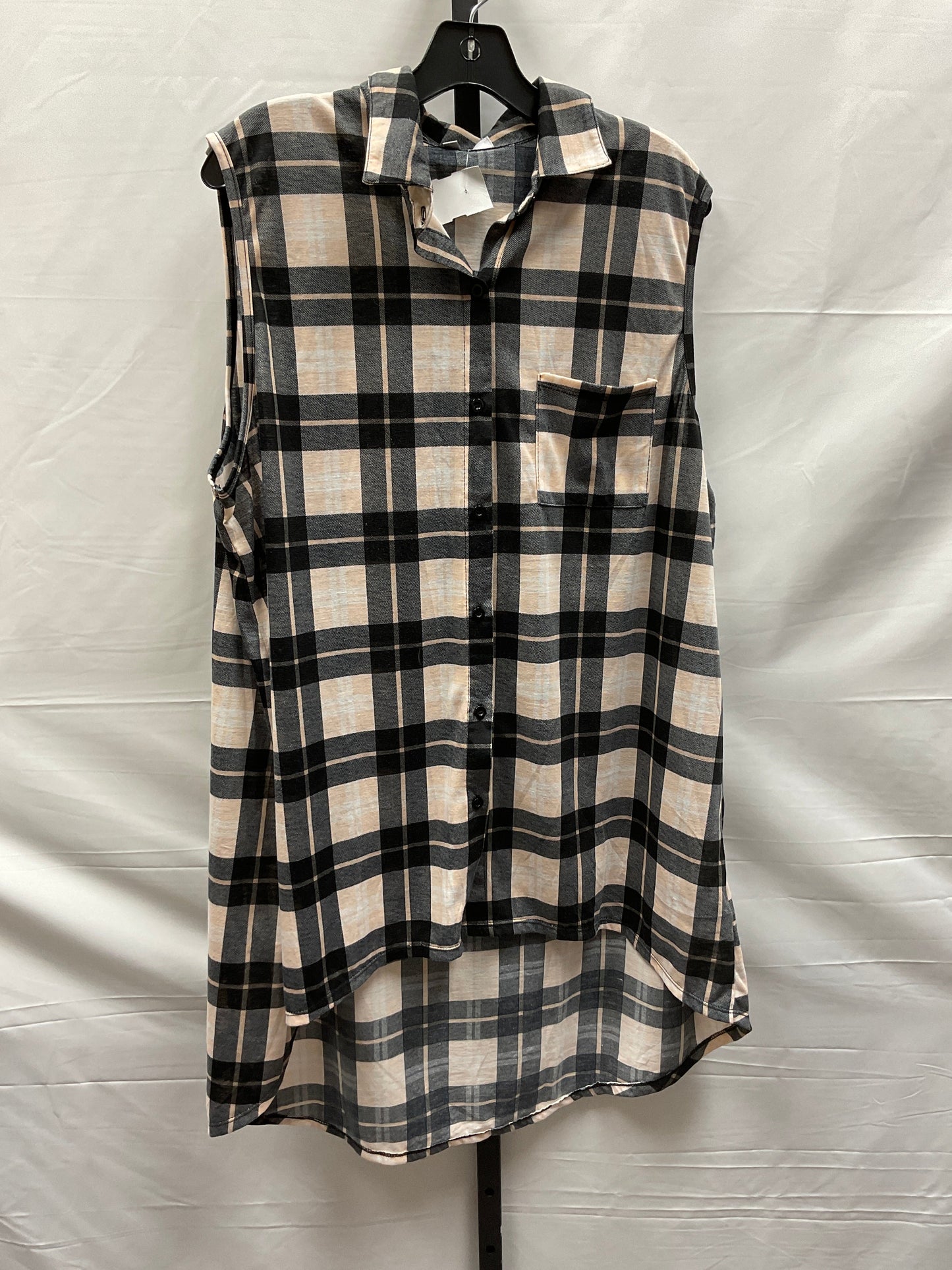 Plaid Pattern Top Sleeveless Clothes Mentor, Size 3x