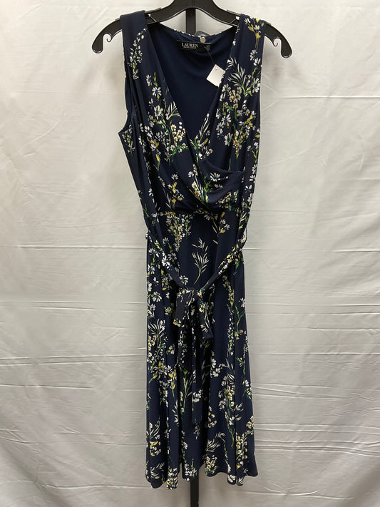 Navy Dress Casual Midi Lauren By Ralph Lauren, Size 10