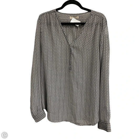 Top Long Sleeve By Banana Republic In Black & Grey, Size: L