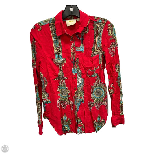 Top Long Sleeve By Maeve In Red, Size: 0