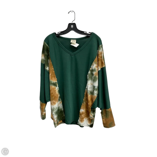 Top Long Sleeve By Fantastic Fawn In Brown & Green, Size: L