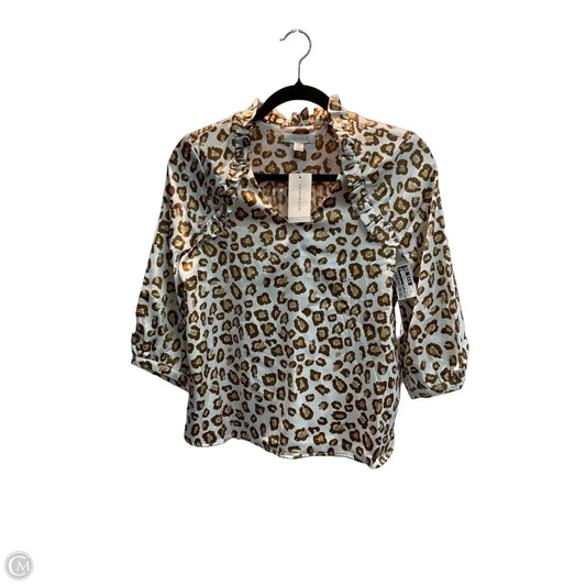 Blouse Long Sleeve By Charter Club In Brown & White, Size: Xs