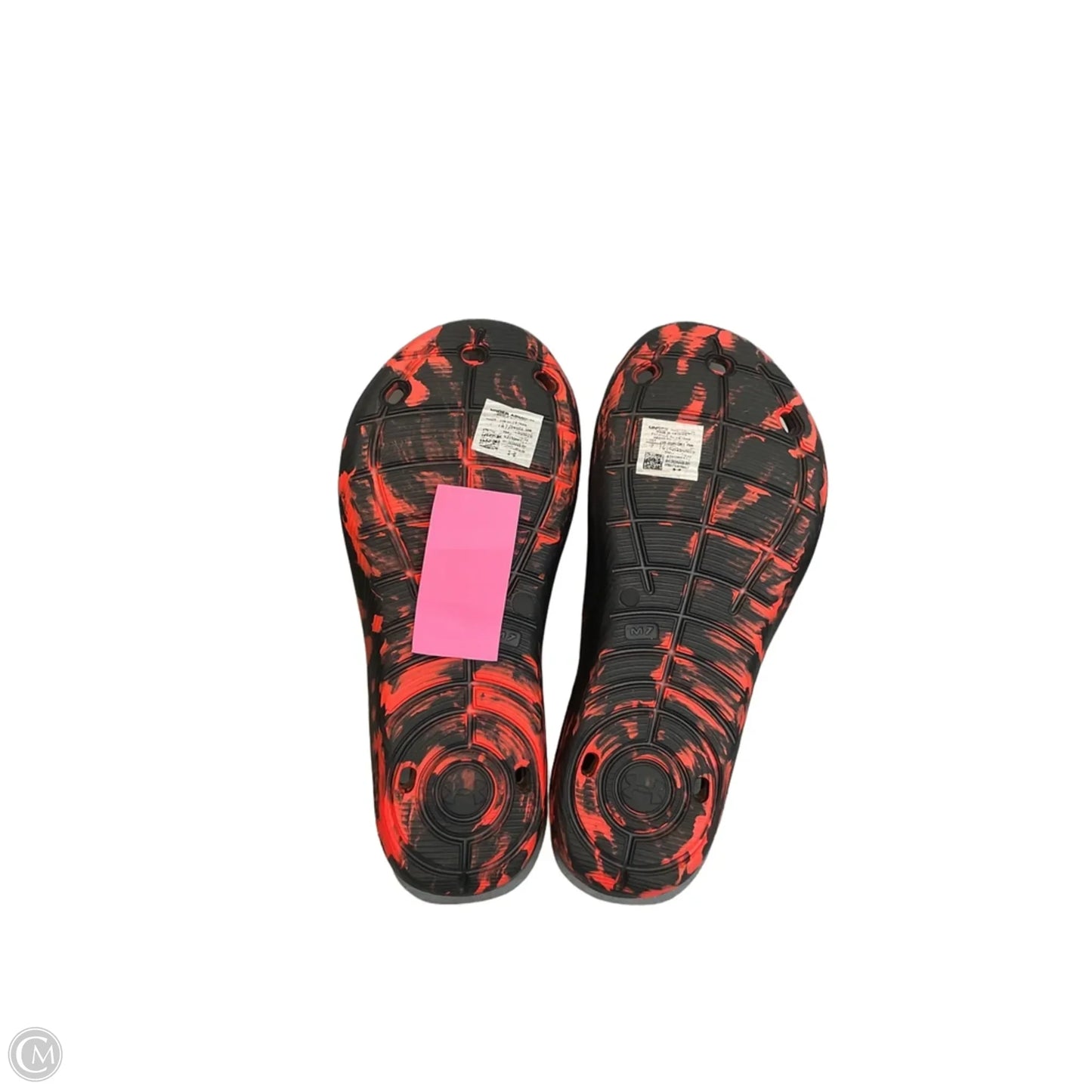 Sandals Flats By Under Armour In Black & Orange, Size: 7
