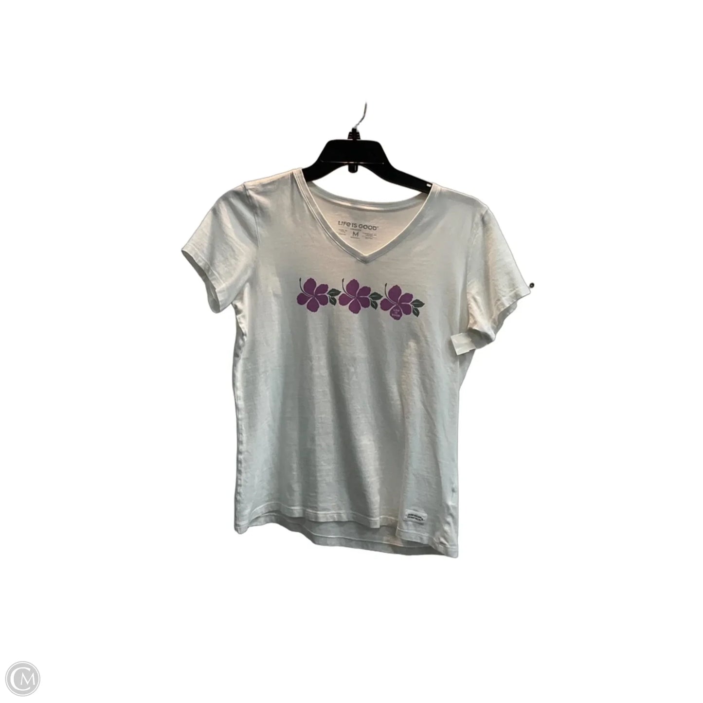 Top Short Sleeve By Life Is Good In White, Size: M