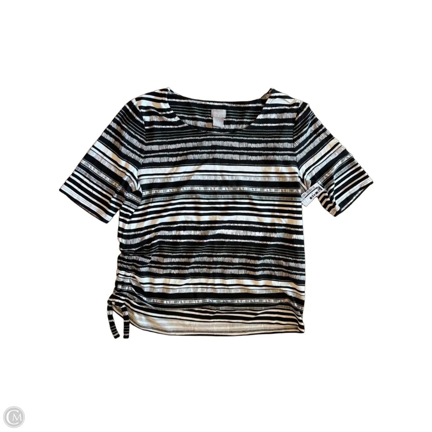 Top Short Sleeve By Chicos In Striped Pattern, Size: M