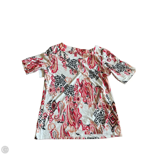 Top Short Sleeve By Chicos In Red & White, Size: M
