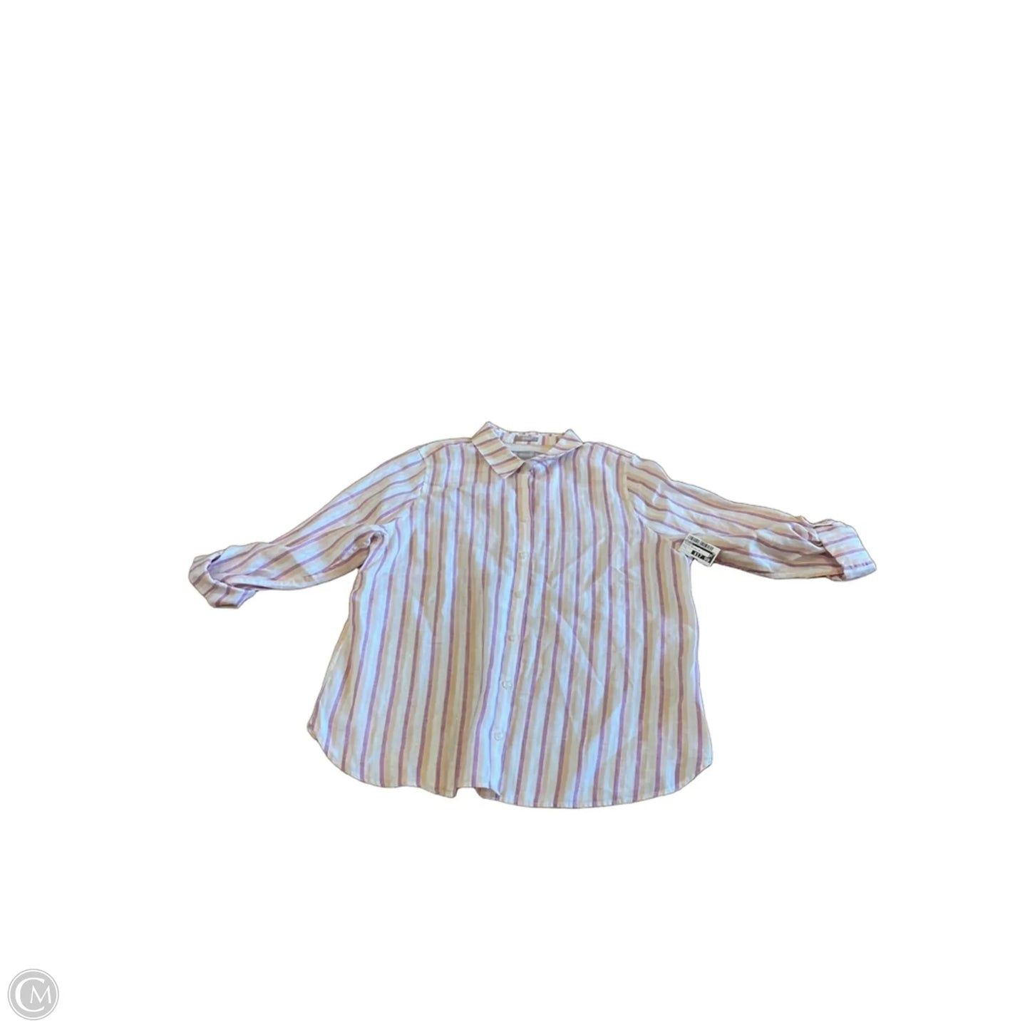 Blouse Long Sleeve By Chicos In Striped Pattern, Size: L