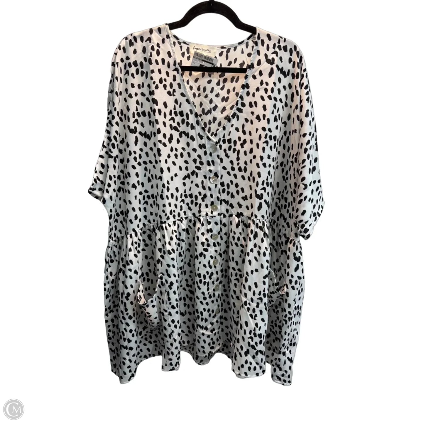 Tunic 3/4 Sleeve By Impressions In Polkadot Pattern, Size: L