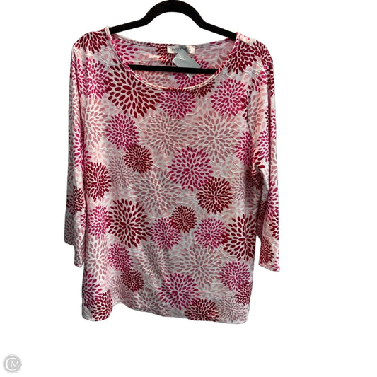 Top 3/4 Sleeve Basic By Emily Daniels In Pink & Red, Size: Xl