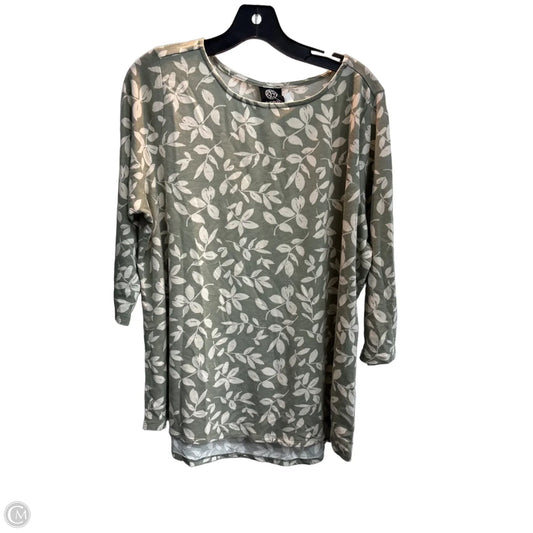 Top 3/4 Sleeve Basic By Bobeau In Green & White, Size: 1x