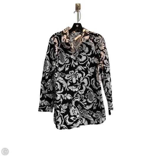 Blouse Long Sleeve By Chicos In Black & White, Size: M