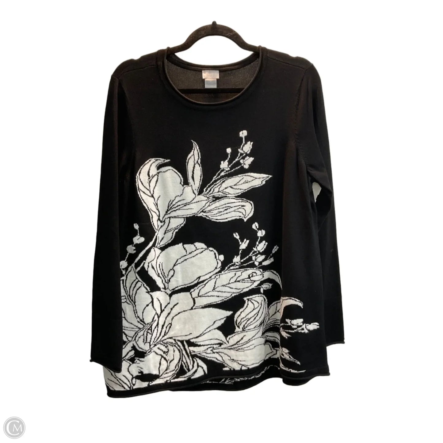Sweater By Chicos In Black & Cream, Size: M