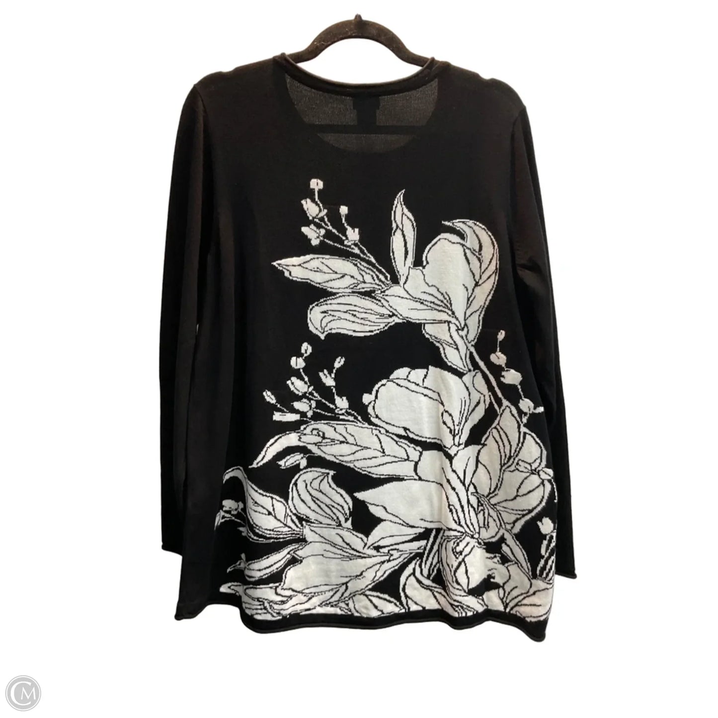 Sweater By Chicos In Black & Cream, Size: M