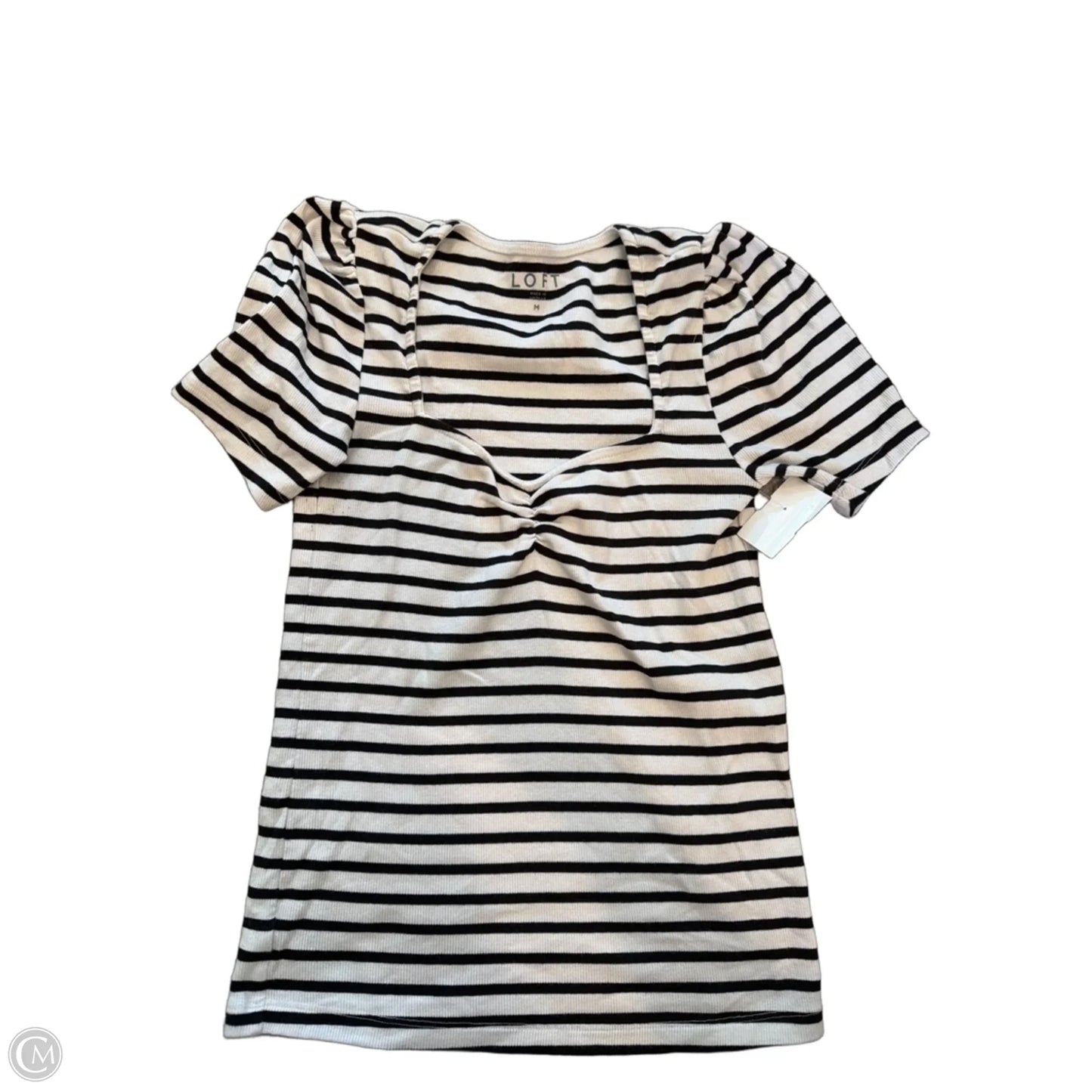 Top Short Sleeve Basic By Loft In Striped Pattern, Size: M