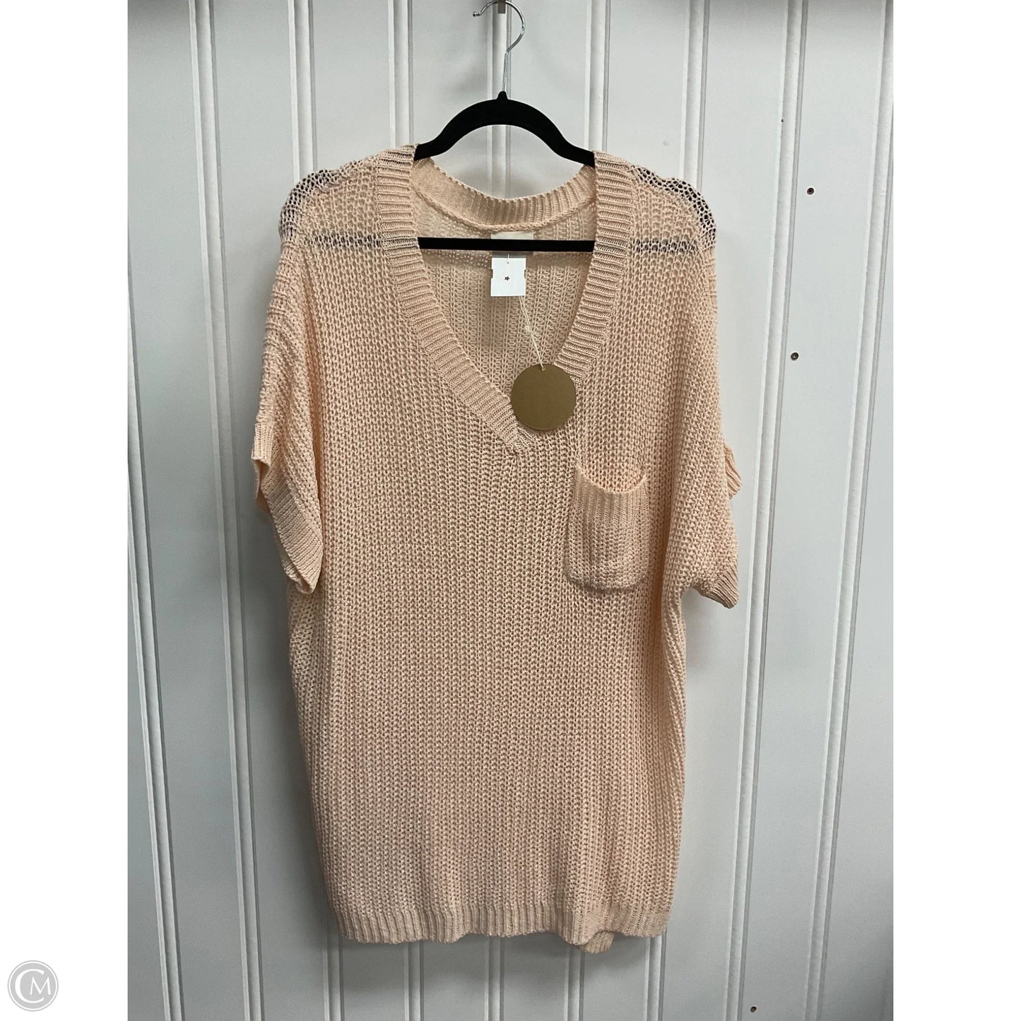 Sweater Short Sleeve By Bibi In Peach, Size: Xl