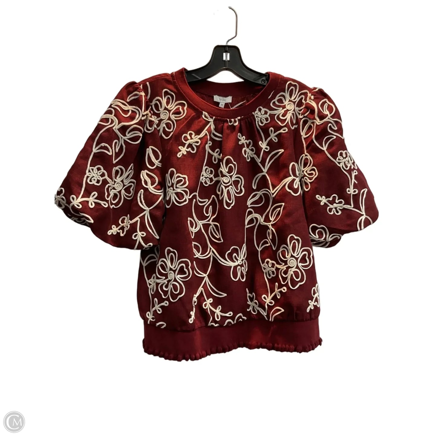 Blouse 3/4 Sleeve By Voy In Maroon, Size: M