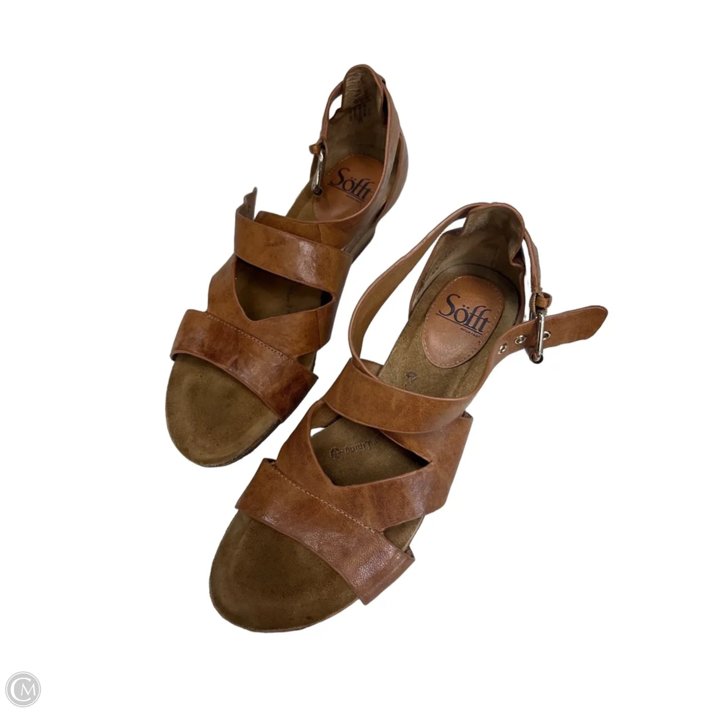 Sandals Heels Wedge By Sofft In Brown, Size: 7.5