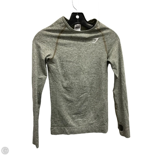 Athletic Top Long Sleeve Crewneck By Gym Shark In Green, Size: S
