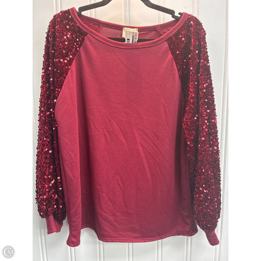 Top Long Sleeve By Bibi In Red, Size: S