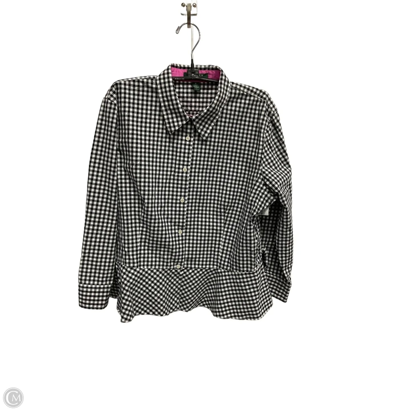 Blouse Long Sleeve By Lauren By Ralph Lauren In Checkered Pattern, Size: 16