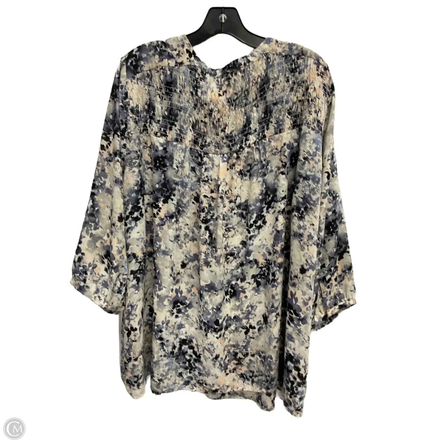 Blouse 3/4 Sleeve By Rose And Olive In Blue & Cream, Size: 3x