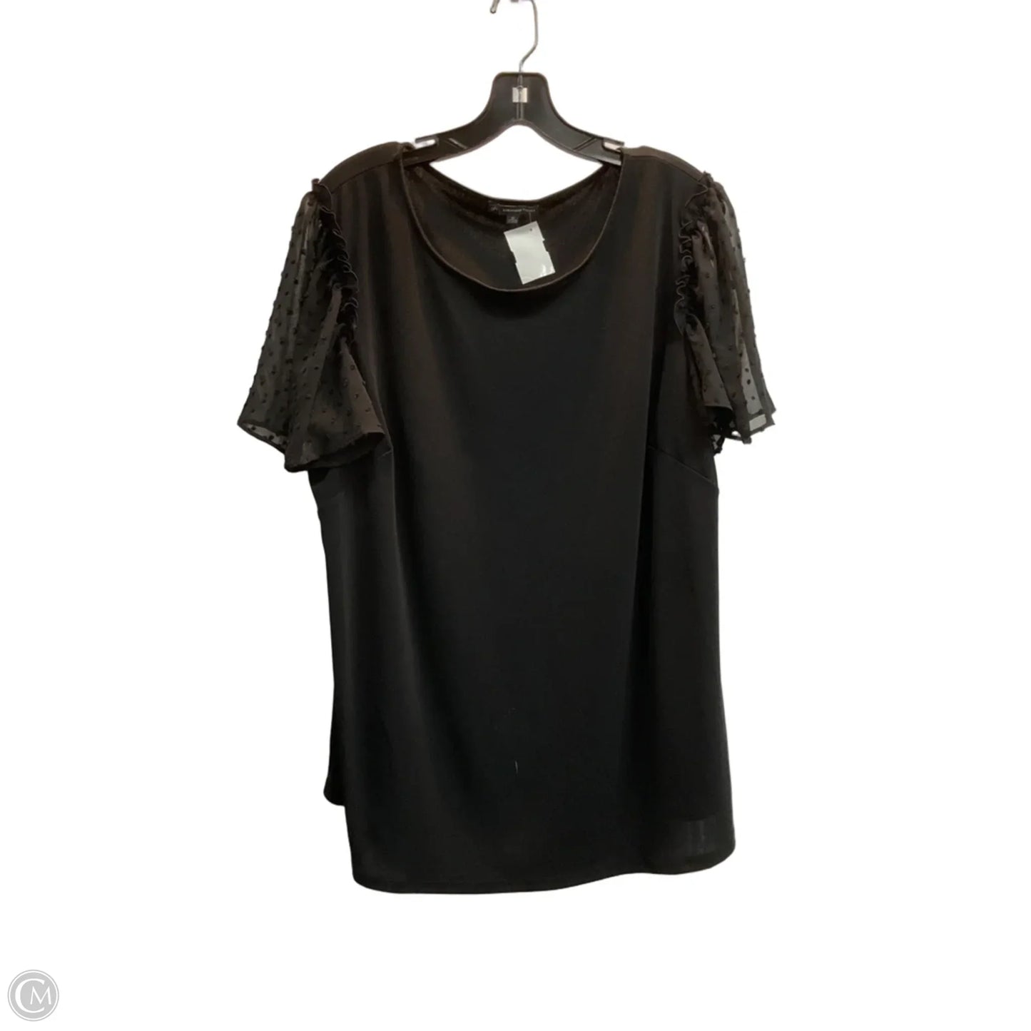 Top Short Sleeve By Adrianna Papell In Black, Size: 1x