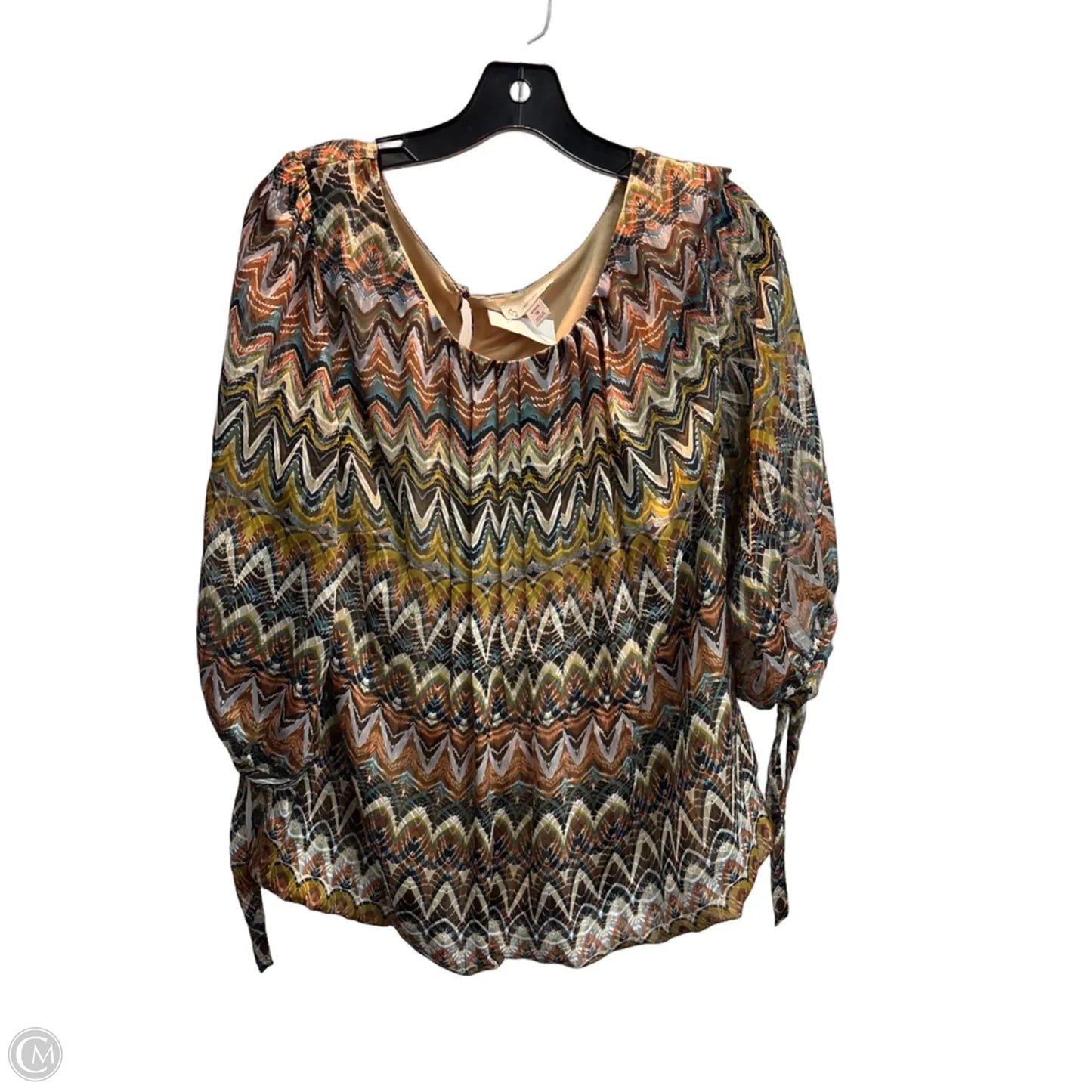 Blouse 3/4 Sleeve By Dby In Chevron Pattern, Size: 1x