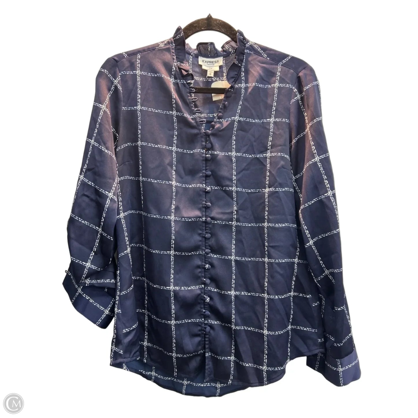 Blouse Long Sleeve By Express In Navy, Size: M