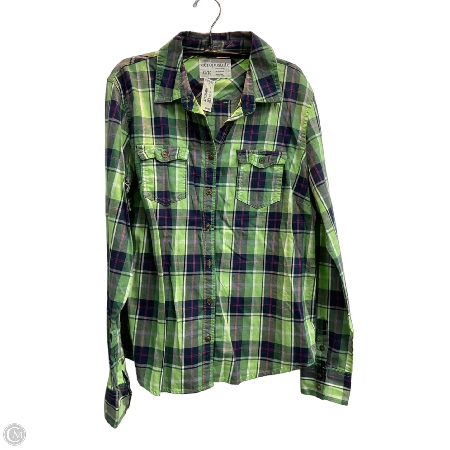 Top Long Sleeve By Aeropostale In Plaid Pattern, Size: Xl