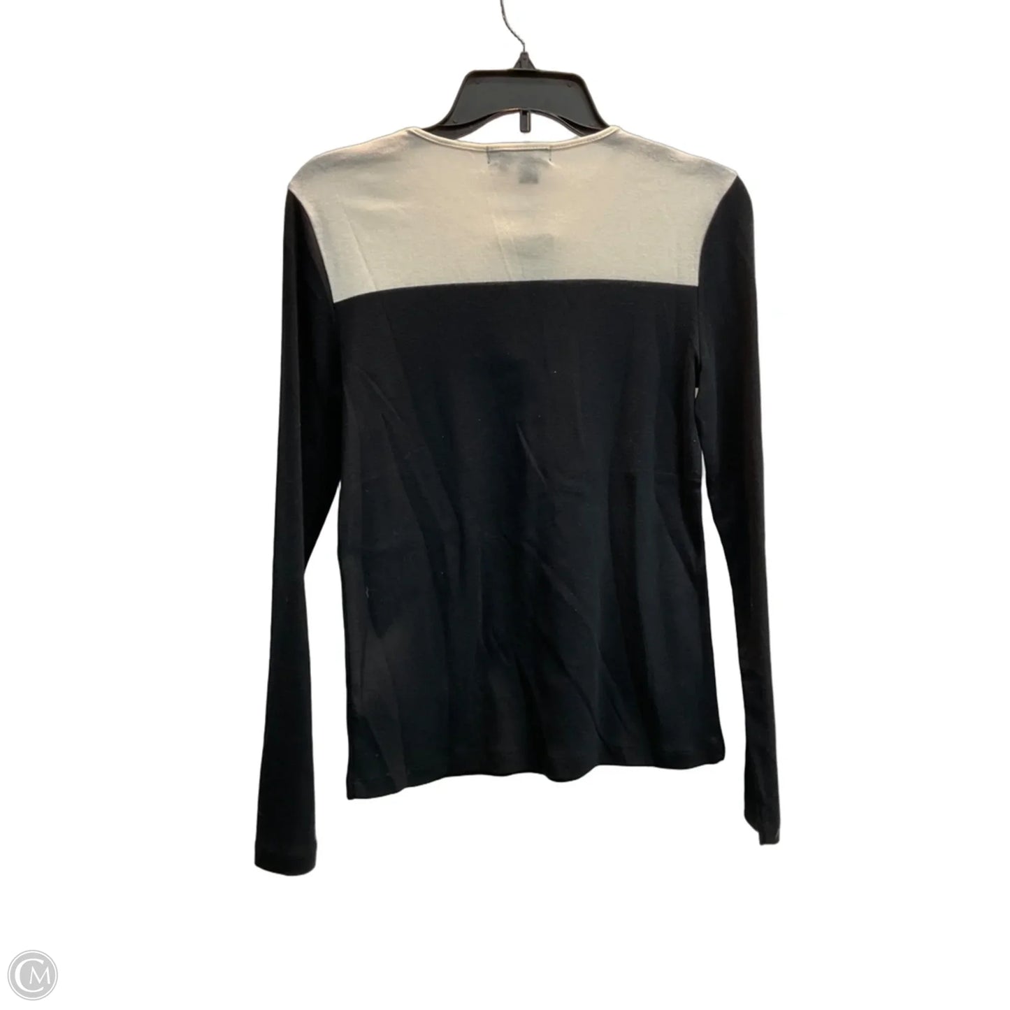Top Long Sleeve By Lauren By Ralph Lauren In Black & Cream, Size: S