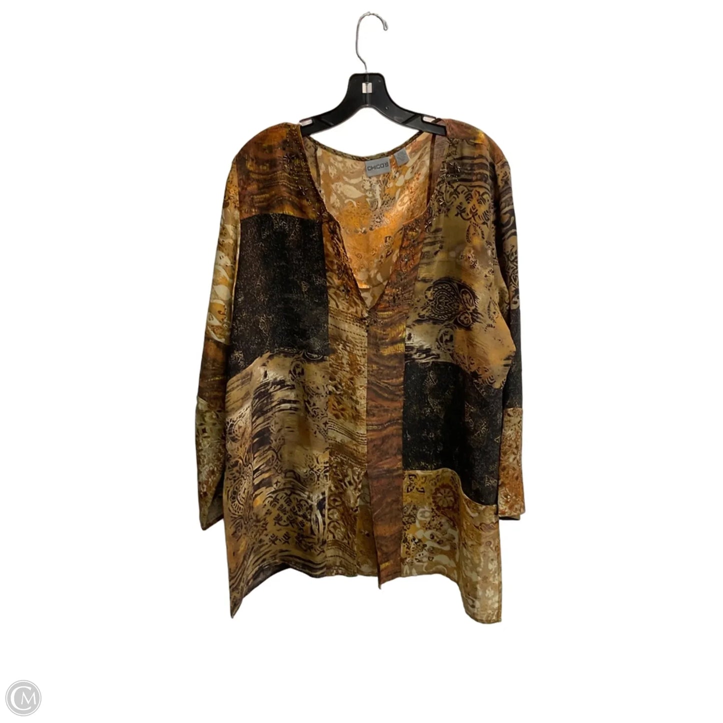 Blouse 3/4 Sleeve By Chicos In Bronze, Size: Xl