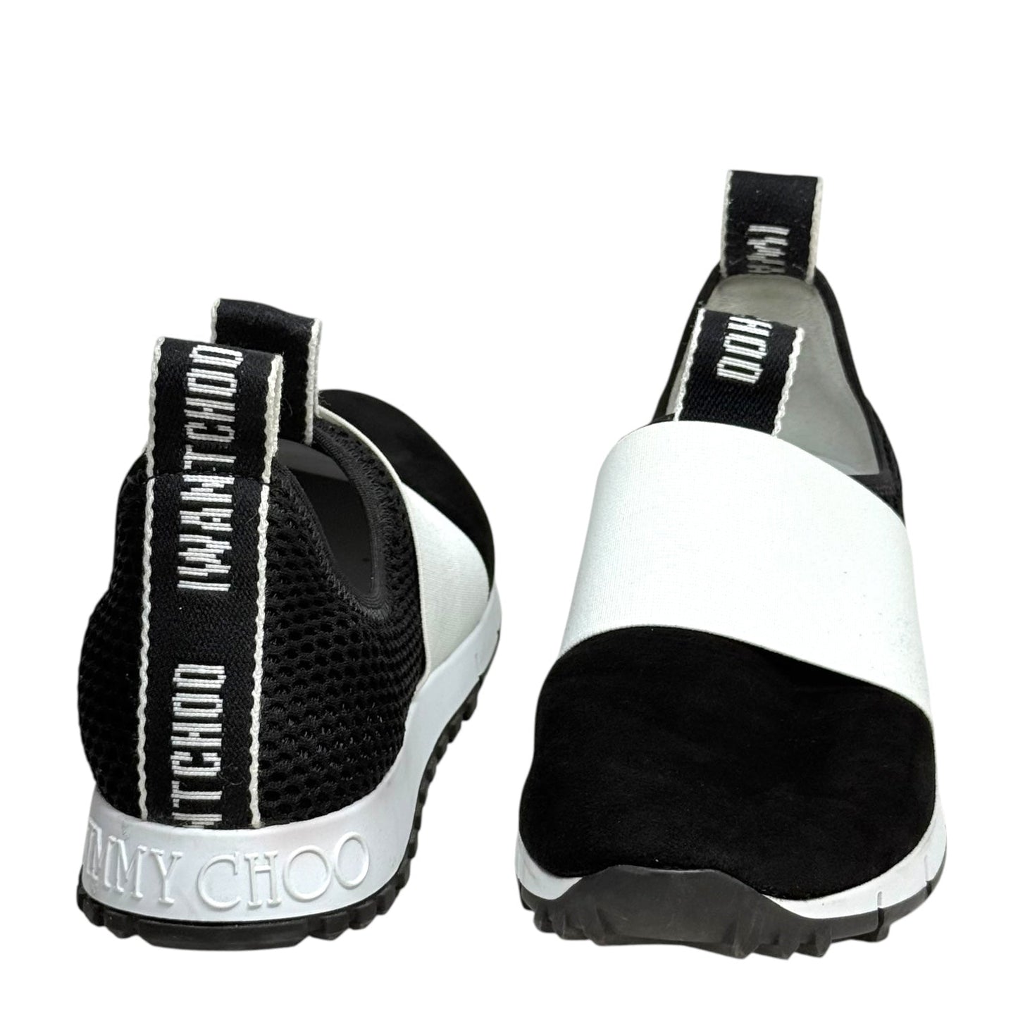 Oakland Suede Trainers Luxury Designer By Jimmy Choo In Black & White, Size: US 8/EU 38.5