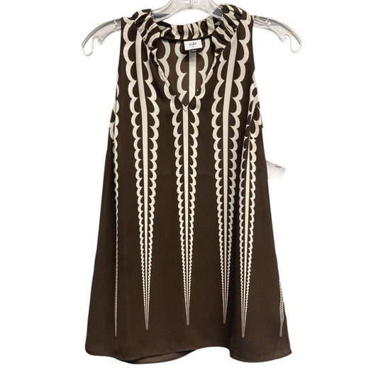Top Sleeveless By Cabi In Brown & Cream, Size:Xs